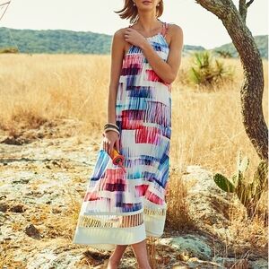 Anthropologie Sachin + Babi Sonora Halter Maxi Dress Size M Watercolor Occasion